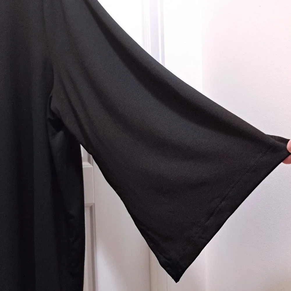 Eileen Fisher Black Jersey Jewel Neck Flare Sleeve Top Size 1X - Picture 3 of 12